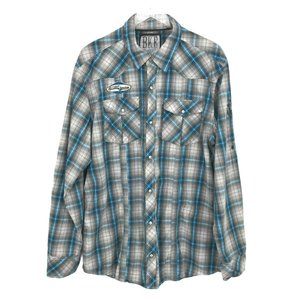 BKE Vintage 67 Plaid Slim Pearl Snap Shirt Sz 2XL